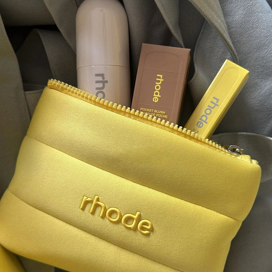 RHODE Makeup Toiletry Bag Lip Gloss and Blusher Lip Oil Balm Blush Milk Essence Water Facial Cleanser Pure Ember