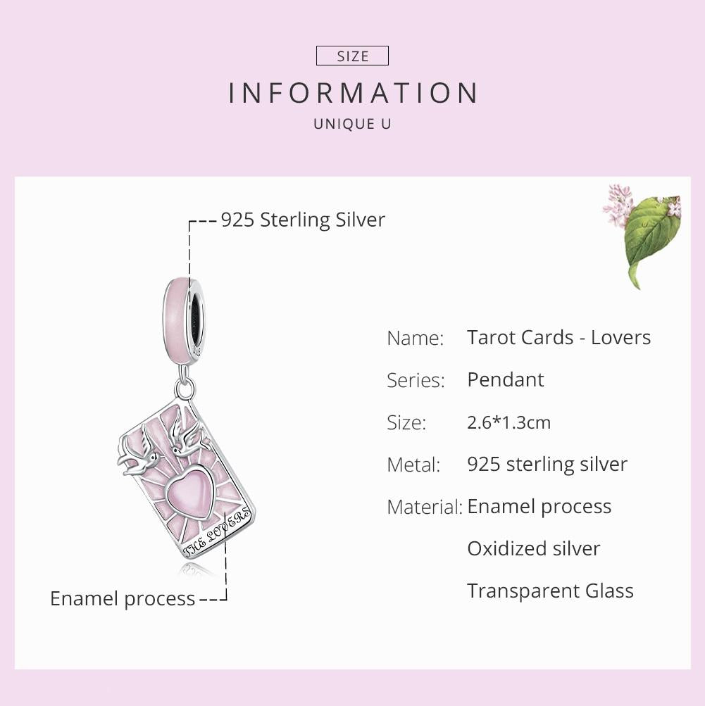 925 Sterling Silver Tarot Lover Pendant For Diy Bracelet Or Necklace Pure Ember