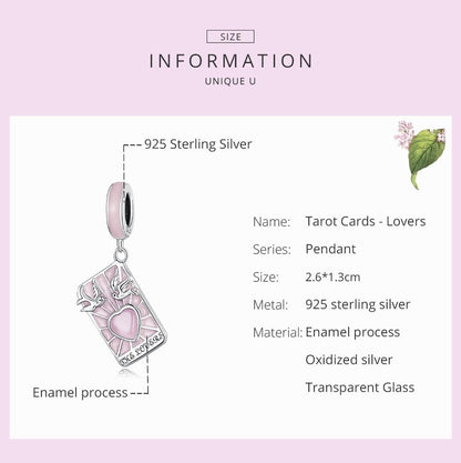 925 Sterling Silver Tarot Lover Pendant For Diy Bracelet Or Necklace Pure Ember
