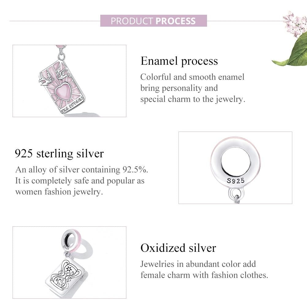 925 Sterling Silver Tarot Lover Pendant For Diy Bracelet Or Necklace Pure Ember