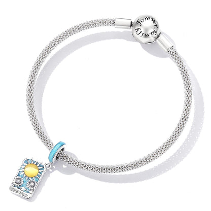 925 Sterling Silver Sun Tarot Pendant For Diy Bracelets & Necklaces Pure Ember
