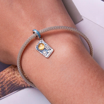 925 Sterling Silver Sun Tarot Pendant For Diy Bracelets & Necklaces Pure Ember