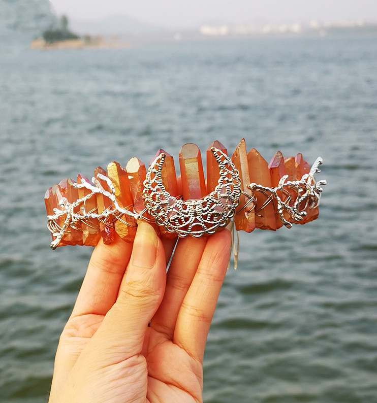 Natural Crystal Rainbow Crown Pure Ember