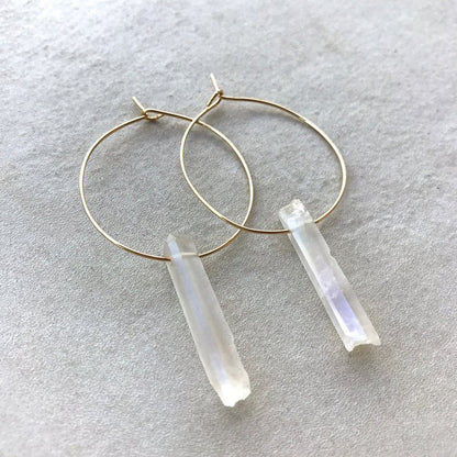Natural White Crystal Pendant Earrings Pure Ember