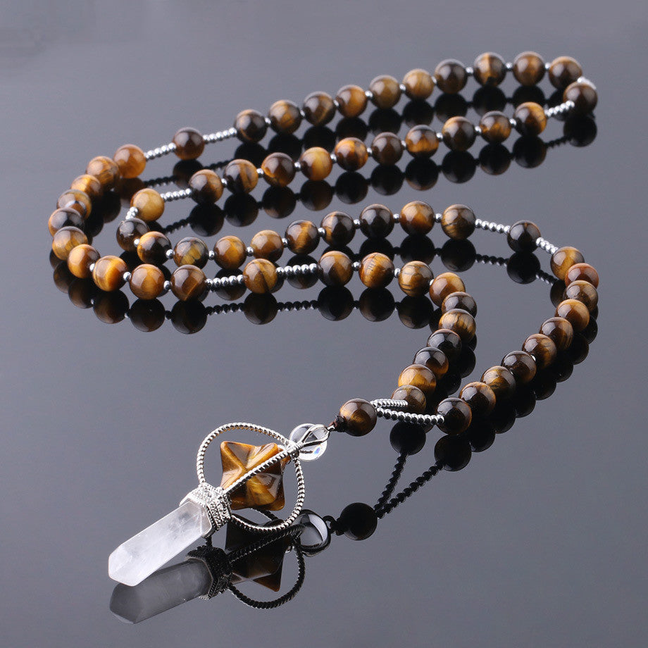 Natural White Crystal Column Natural Stone Necklace Pure Ember