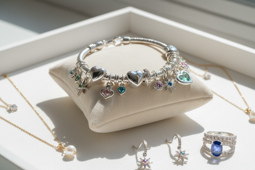 an image with jewellery including charm bracelet 