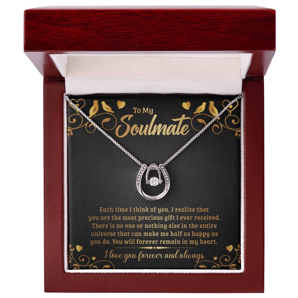 To My Soulmate Pendant Necklace with lux wooden box with led light