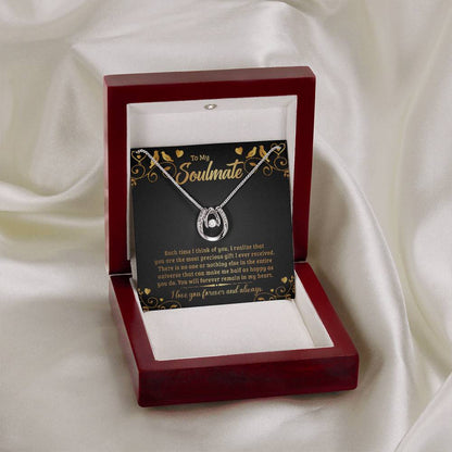 To My Soulmate Pendant Necklace with lux wooden box with led light