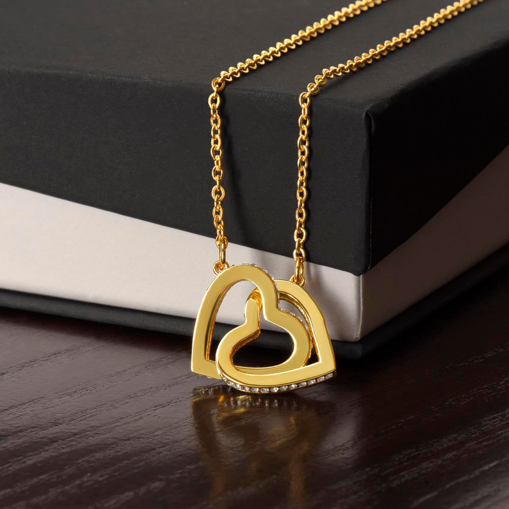 Interlocking Hearts Pendant Necklace gold