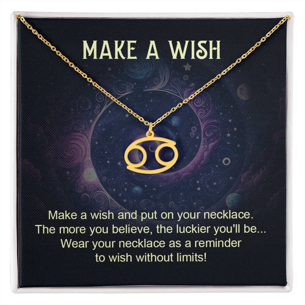 golc cancer zodiac pendant necklace with make a wish gift card