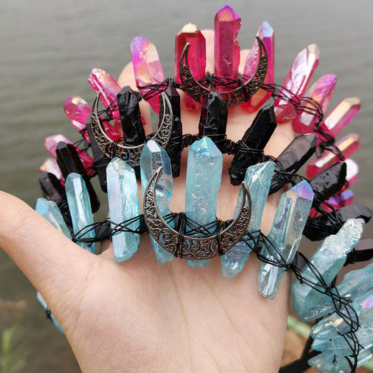 Natural Crystal Electroplating Frosted Crystal Witch Crown Pure Ember