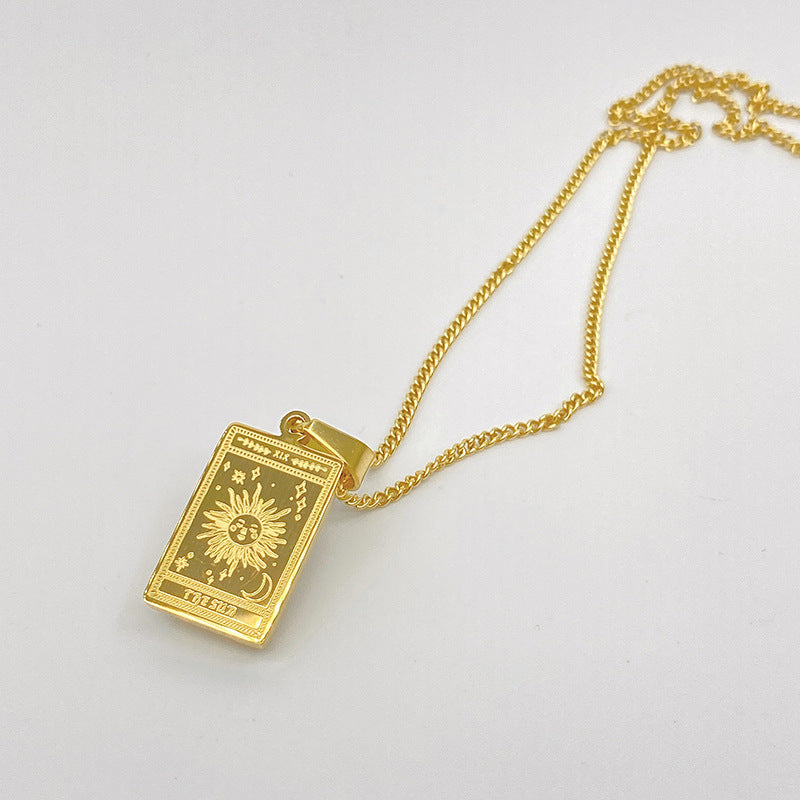 Tarot Pendant Necklace Stainless Steel Pure Ember the sun