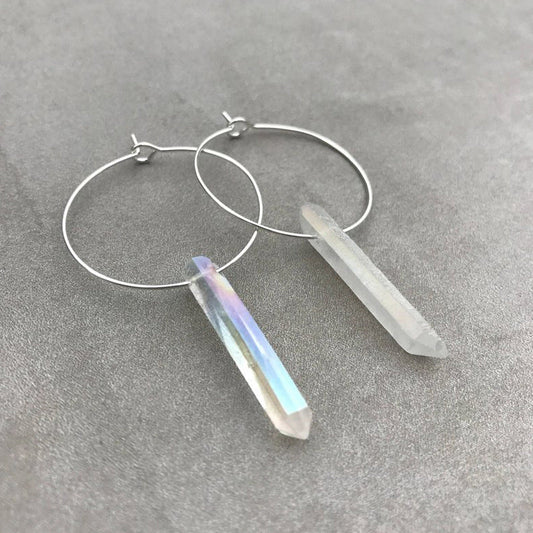 Natural White Crystal Pendant Earrings Pure Ember