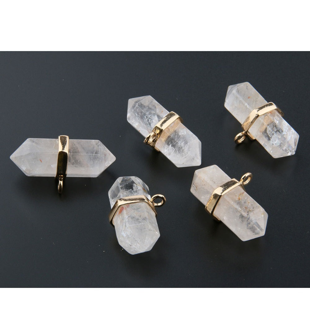 Natural Clear Quartz Crystal Hexagon Pendant Only Pure Ember