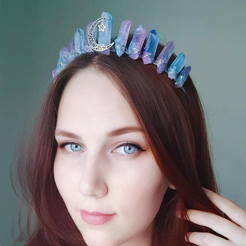Natural Crystal Electroplating Frosted Crystal Crown Pure Ember