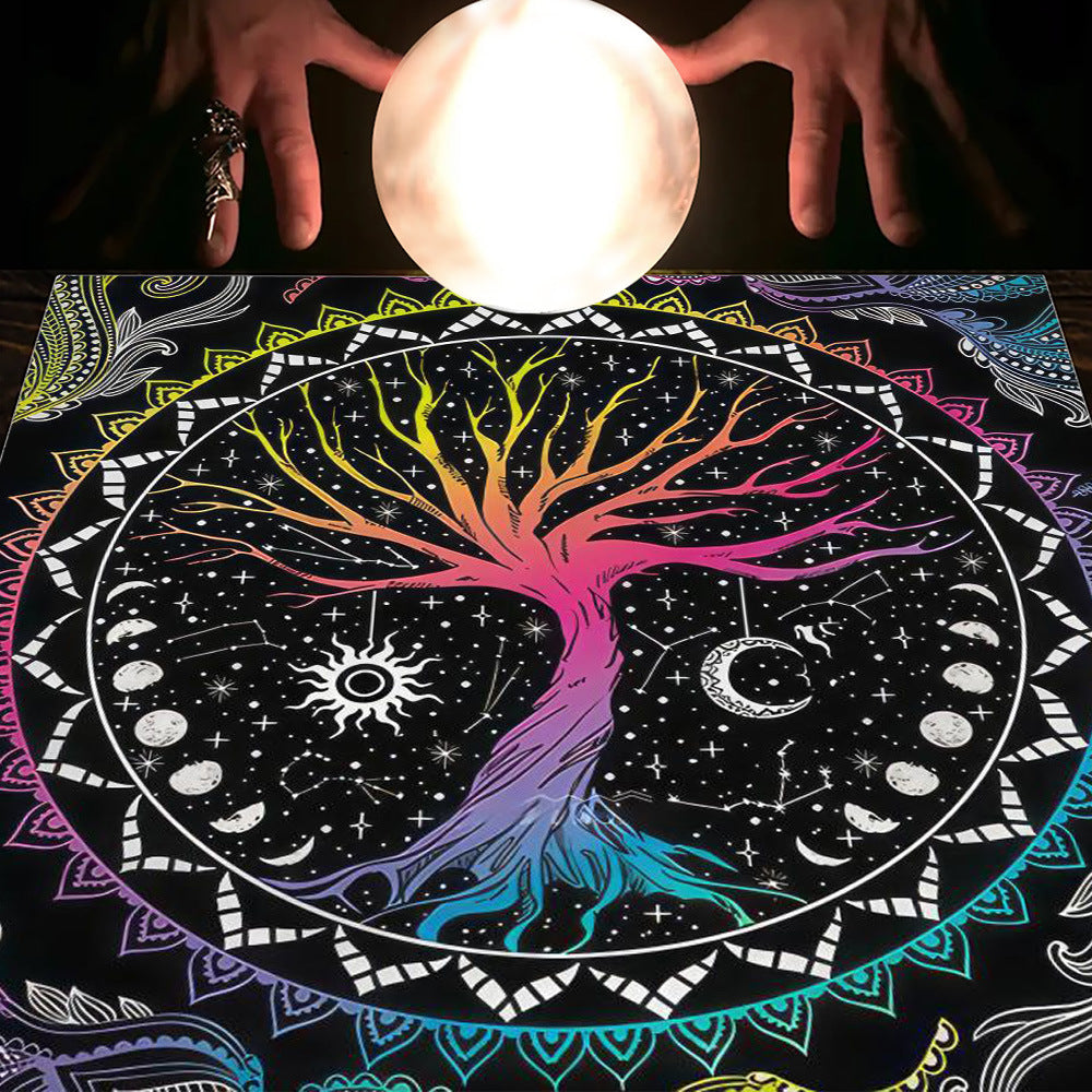 Tarot Tablecloth Cloth Cushion Tarot Moon Sun Lucky Tree Flannel Tablecloth Pure Ember