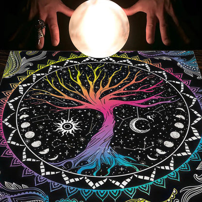 Tarot Tablecloth Cloth Cushion Tarot Moon Sun Lucky Tree Flannel Tablecloth Pure Ember