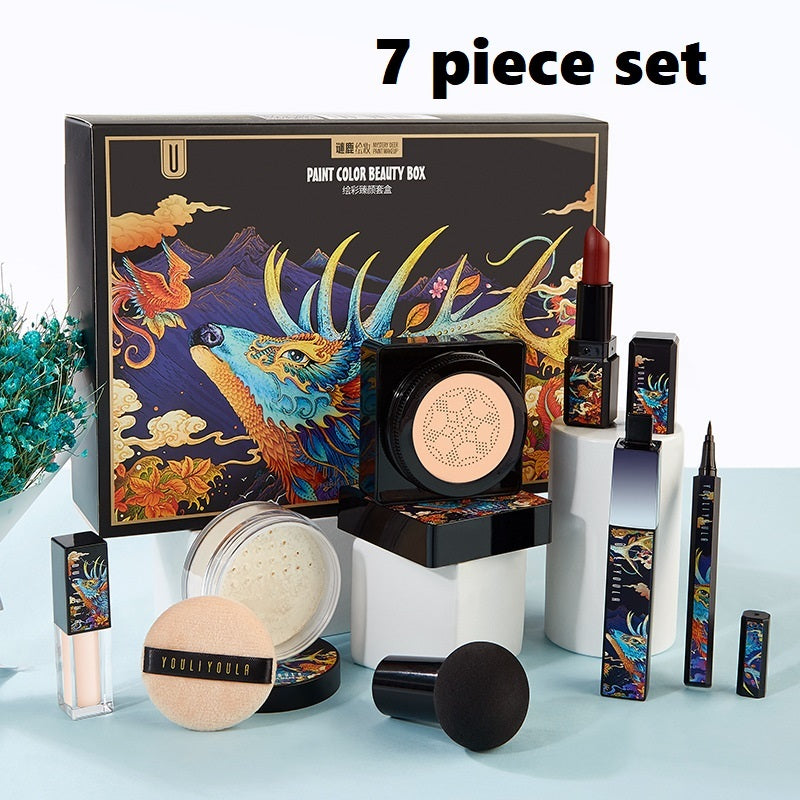 Elk Makeup Nine-piece Set Makeup Powder Air Cushion BB Cream Lipstick Affordable Makeup Set Pure Ember