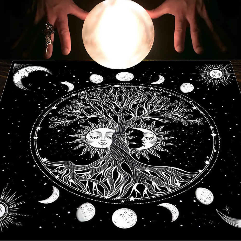 Tarot Tablecloth Cloth Cushion Tarot Moon Sun Lucky Tree Flannel Tablecloth Pure Ember