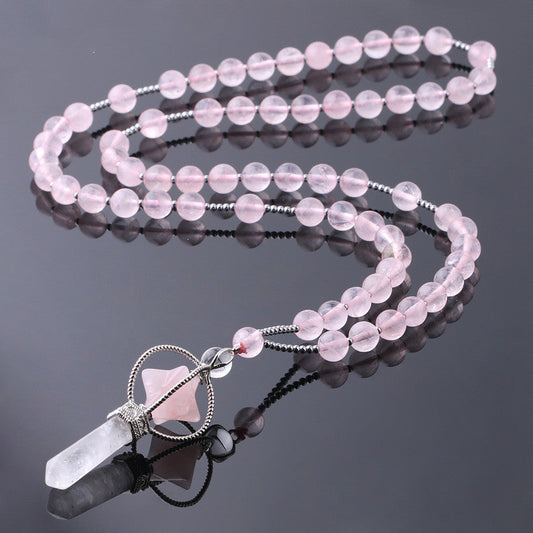 Natural White Crystal Column Natural Stone Necklace Pure Ember