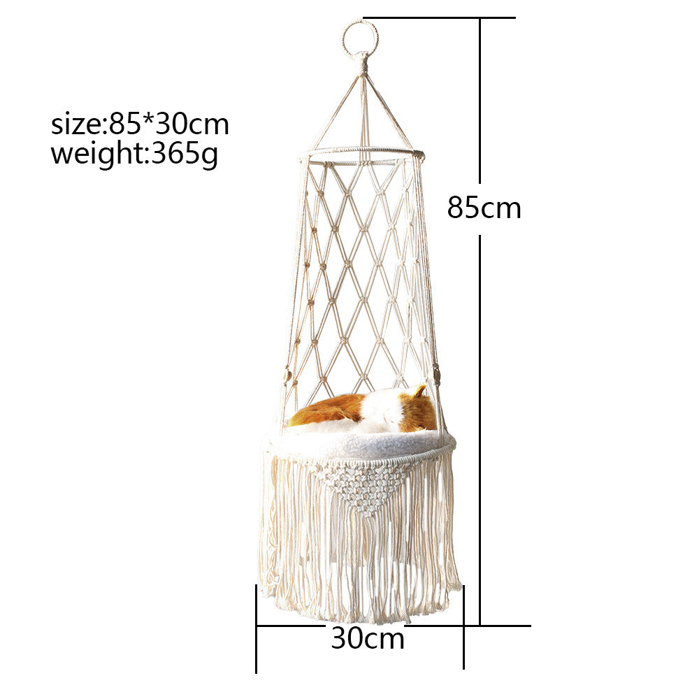 Macrame Hanging Pet Bed Macrame Cat Hammock Wall Hanging Cat Hammock Macrame Cat Bed-Pet Gifts Hammock Macrame Cat Swing Pure Ember