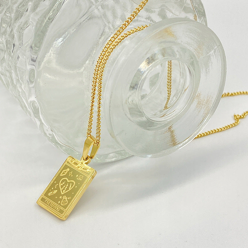 Tarot Pendant Necklace Stainless Steel Pure Ember the lovers
