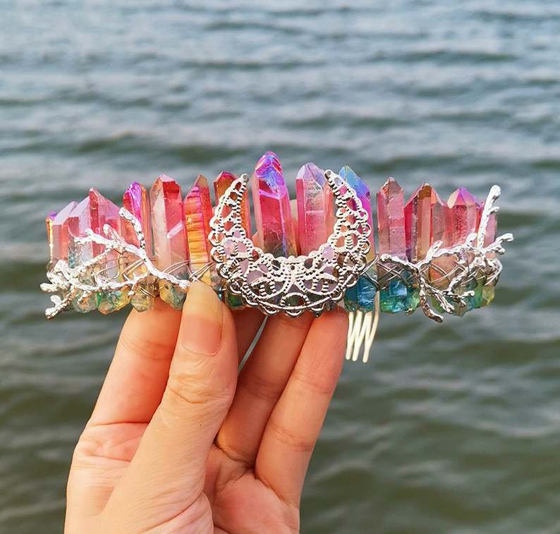 Natural Crystal Rainbow Crown Pure Ember