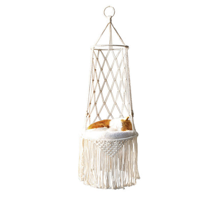 Macrame Hanging Pet Bed Macrame Cat Hammock Wall Hanging Cat Hammock Macrame Cat Bed-Pet Gifts Hammock Macrame Cat Swing Pure Ember