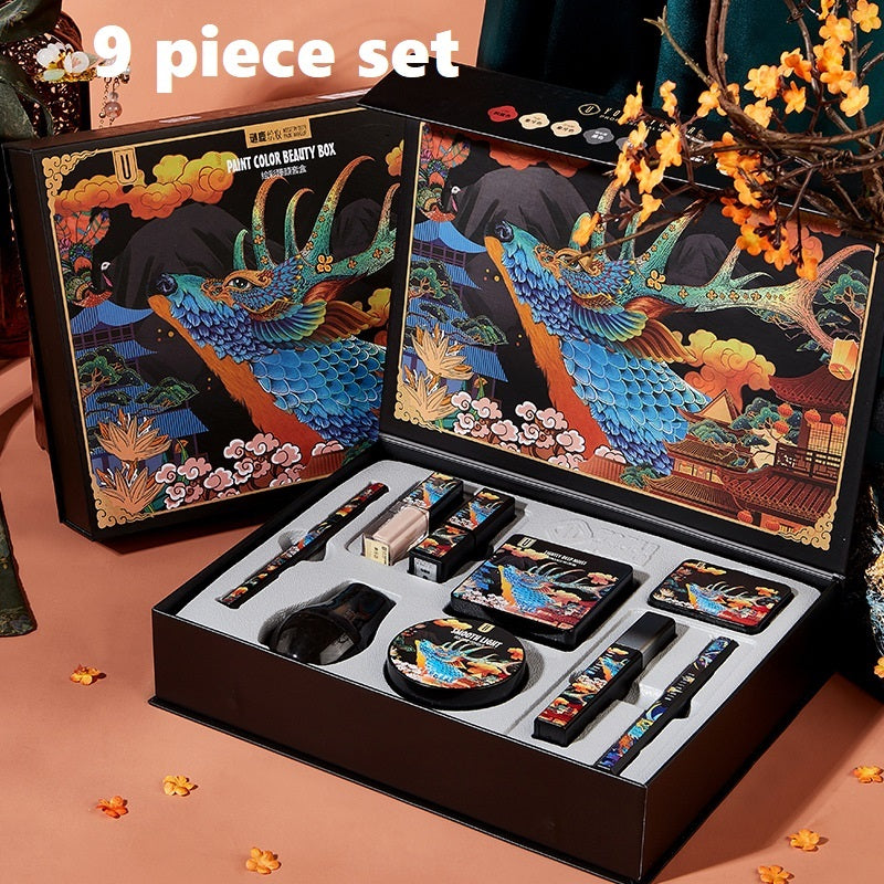 Elk Makeup Nine-piece Set Makeup Powder Air Cushion BB Cream Lipstick Affordable Makeup Set Pure Ember