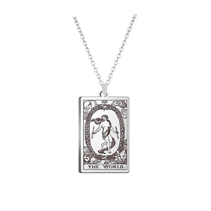 Alloy Electroplated Tarot Necklace Pure Ember the world card