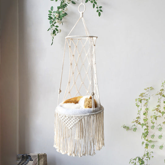 Macrame Hanging Pet Bed Macrame Cat Hammock Wall Hanging Cat Hammock Macrame Cat Bed-Pet Gifts Hammock Macrame Cat Swing Pure Ember