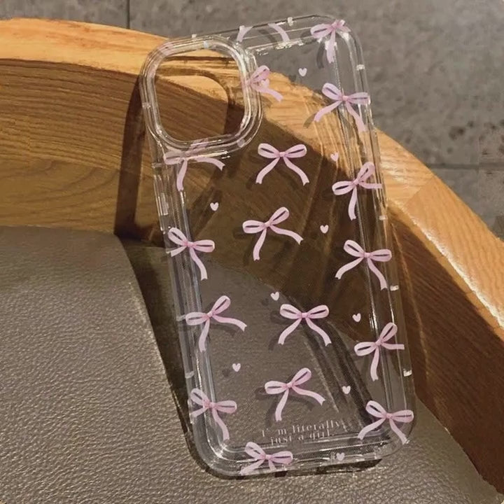 video of an iphone cover clear with bow ties 