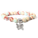 Natural Stone crystal Bracelet with butterfly charm