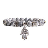 Natural Stone crystal Bracelet with charm grey