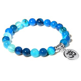 Natural Stone crystal Bracelet with yoga charm blue
