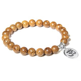 Natural Stone crystal Bracelet with yoga charm wood