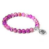 Natural Stone crystal Bracelet with yoga charm purple