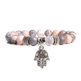 Natural Stone crystal Bracelet with charm pink mauve 