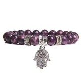 Natural Stone crystal Bracelet with charm purple