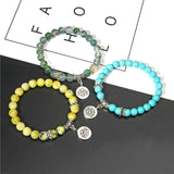 mixed Natural Stone crystal Bracelet with charm