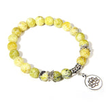 Natural Stone crystal Bracelet with lotus charm yellow