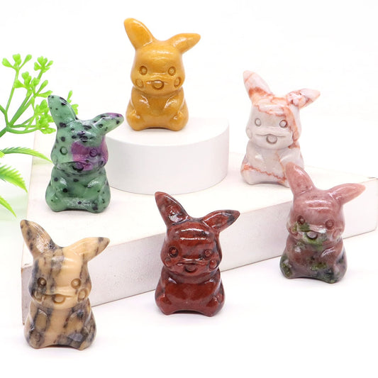 40mm Cute PICACHO Cartoon Natural Crystals