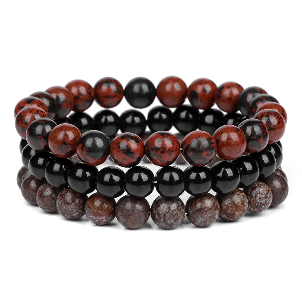 3pcs Natural Stone Beaded Bracelet