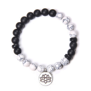 Natural Stone crystal Bracelet with lotus charm pinkm