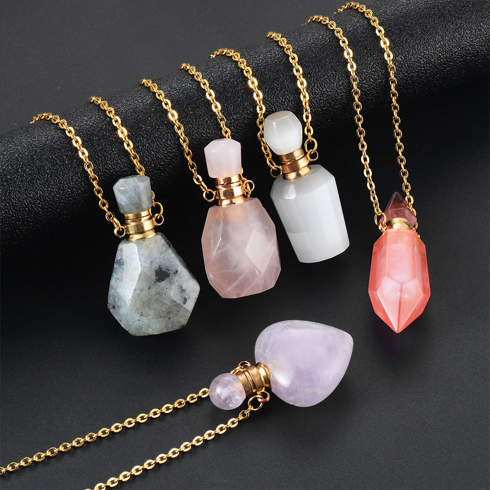 Crystal Natural Stone Ashes Keepsake Pendant Urn Necklaces