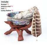 White Sage Stick Set with Abalone Shell & Wooden Tripod Stand for Room Purification Meditation Smoke