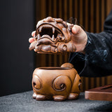 Chinese Lion Dragon Ceramic Incense Burner 