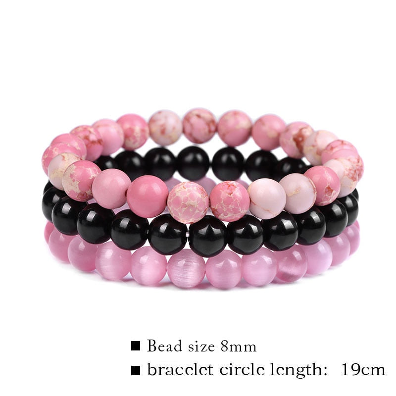 3pcs Natural Stone Beaded Bracelet