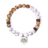 Natural Stone crystal Bracelet with lotus charm