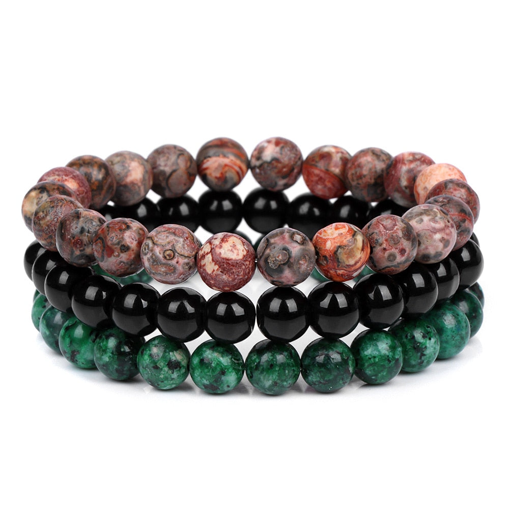 3pcs Natural Stone Beaded Bracelet